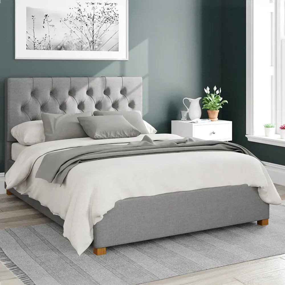 Olivier Super King Ottoman Bed with Storage - Grey, Linen