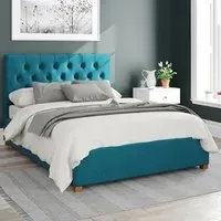 Olivier Super King Ottoman Bed with Storage - Teal, Velvet