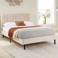 Rosella King Size Bed Frame - Cream, Velvet