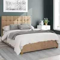 Sinatra Double Ottoman Bed with Storage - Champagne, Velour
