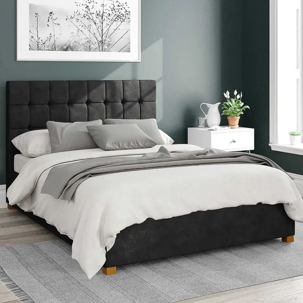 Sinatra Double Ottoman Bed with Storage - Charcoal, Linen