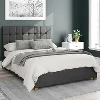 Sinatra Double Ottoman Bed with Storage - Charcoal, Twill