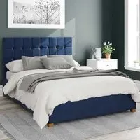 Sinatra Double Ottoman Bed with Storage - Navy, Velvet