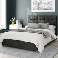 Sinatra Single Ottoman Bed with Storage - Black, Velvet