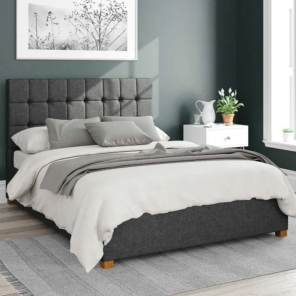 Sinatra Single Ottoman Bed with Storage - Charcoal, Twill