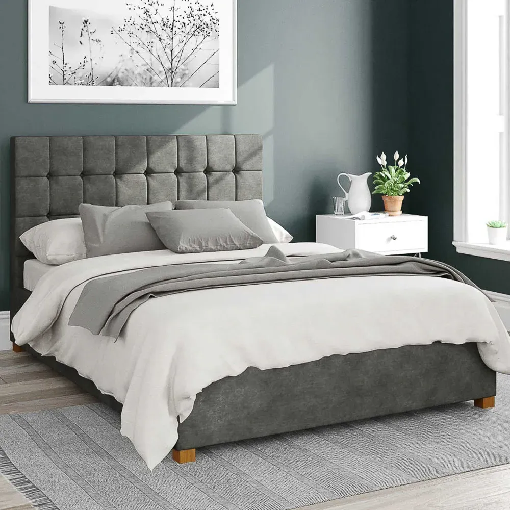 Sinatra Single Ottoman Bed with Storage - Granite, Linen