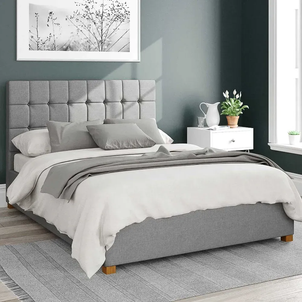 Sinatra Single Ottoman Bed with Storage - Grey, Linen image