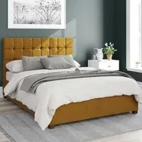 Sinatra Single Ottoman Bed with Storage - Ochre, Velvet