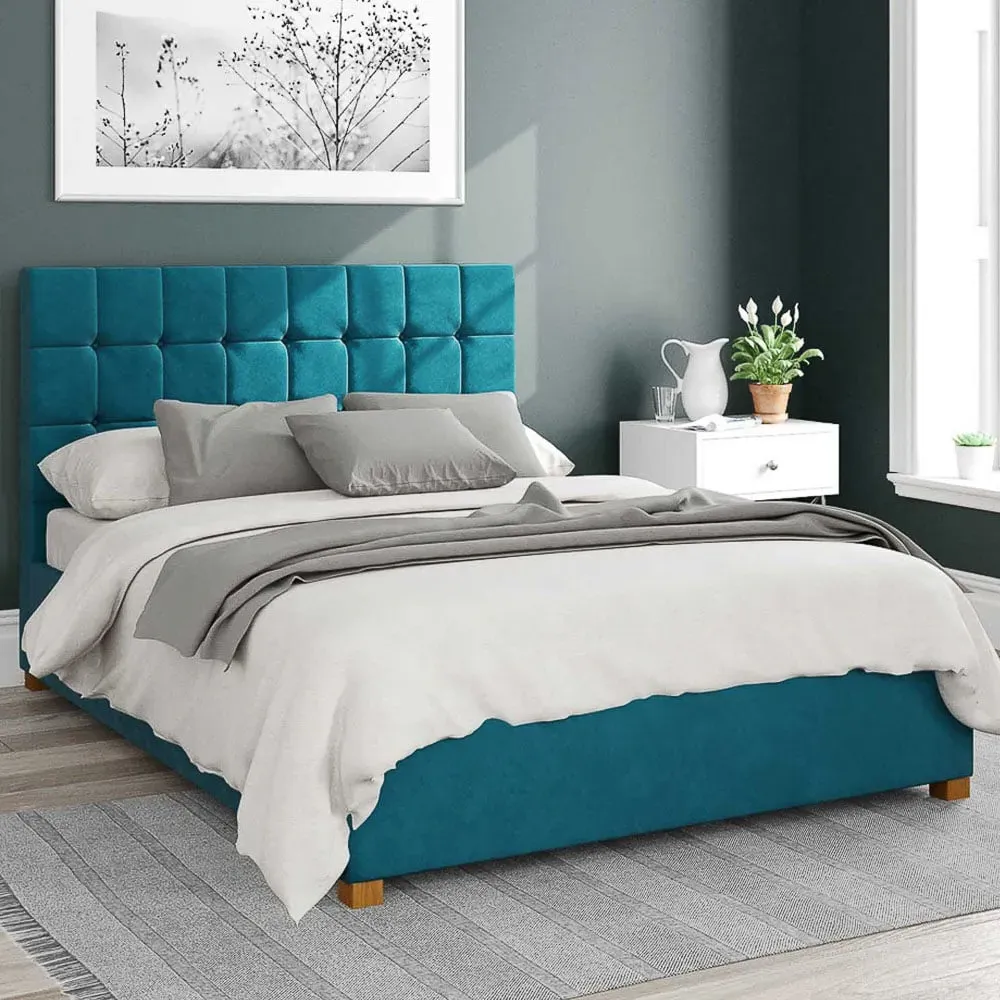 Sinatra Single Ottoman Bed with Storage - Teal, Velvet