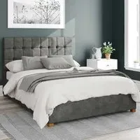 Sinatra Small Double Ottoman Bed with Storage - Granite, Linen
