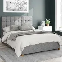 Sinatra Small Double Ottoman Bed with Storage - Grey, Twill