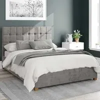 Sinatra Small Double Ottoman Bed with Storage - Silver, Velour