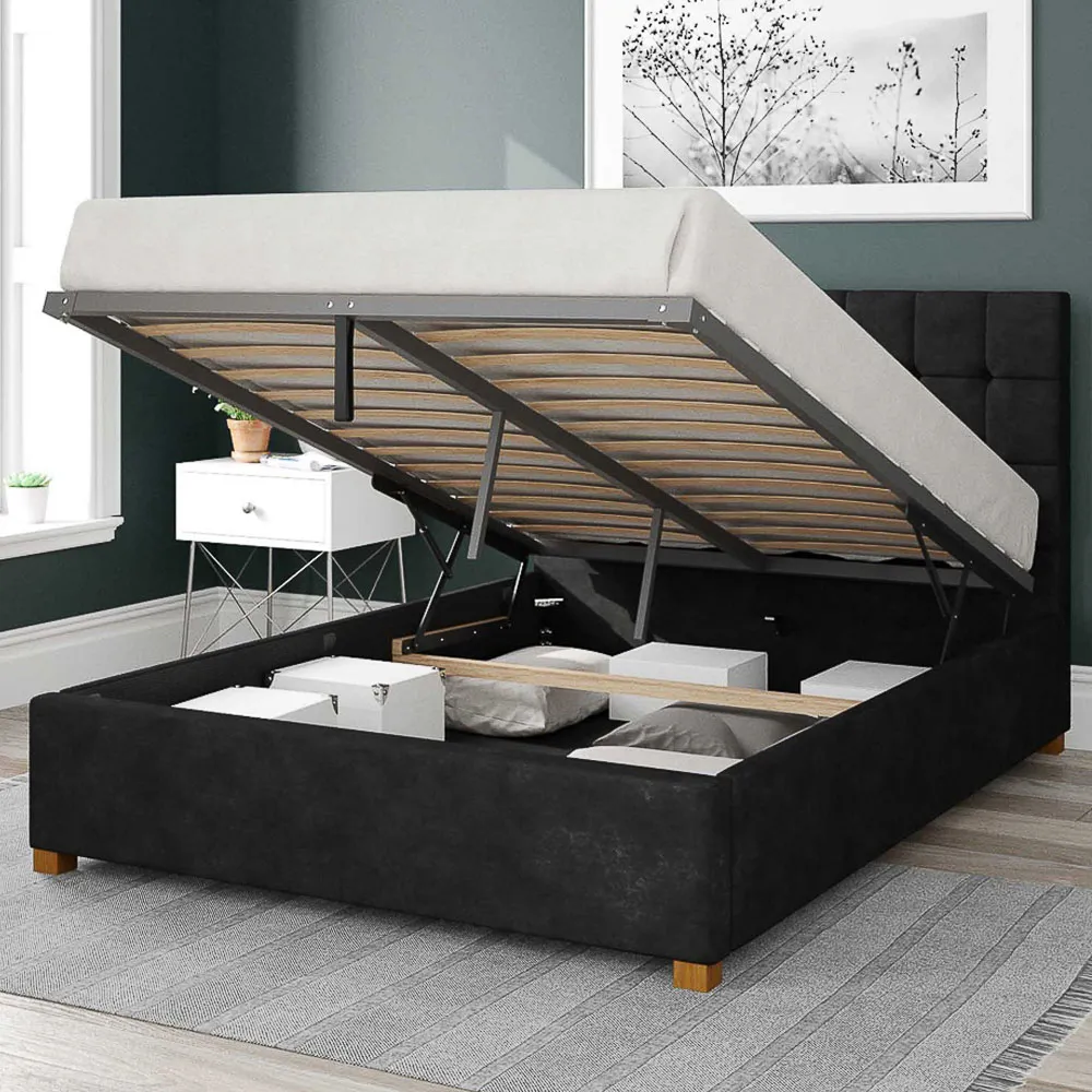 Sinatra Super King Ottoman Bed with Storage - Charcoal, Linen