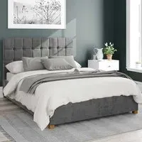Sinatra Super King Ottoman Bed with Storage - Charcoal, Velour