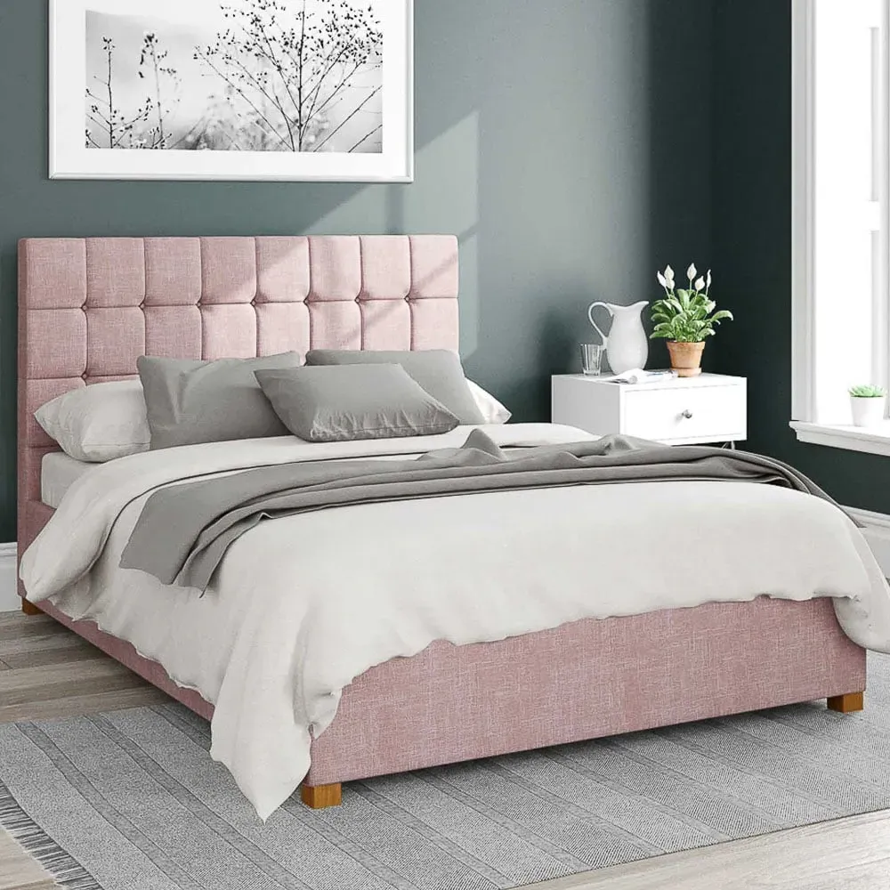 Sinatra Super King Ottoman Bed with Storage - Pink, Cotton