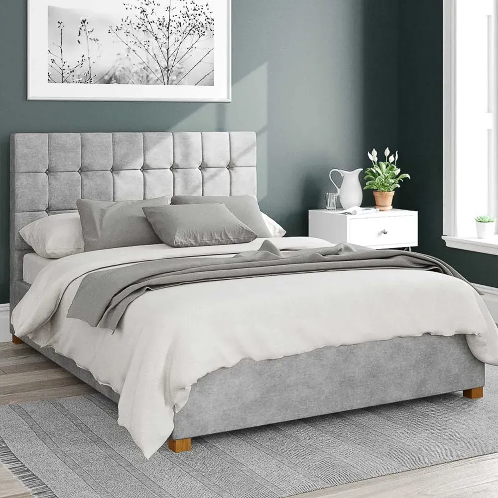 Sinatra Super King Ottoman Bed with Storage - Silver, Linen