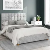 Sinatra Super King Ottoman Bed with Storage - Silver, Velvet