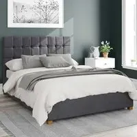Sinatra Super King Ottoman Bed with Storage - Steel, Velvet