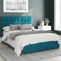Sinatra Super King Ottoman Bed with Storage - Teal, Velvet