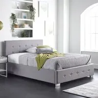 Single Ottoman Bed with Storage - Grey, Linen
