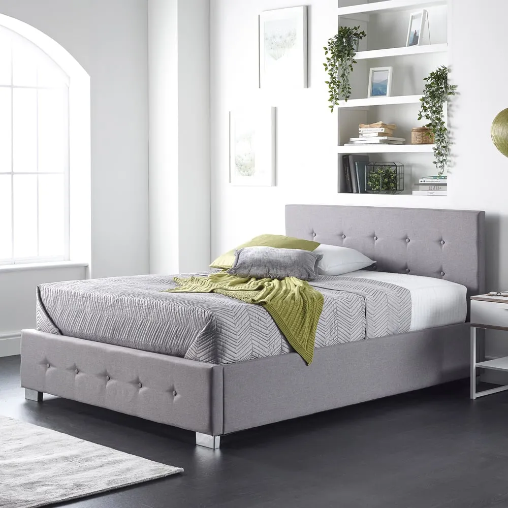 Single Ottoman Bed with Storage - Grey, Linen image