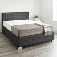 Single Ottoman Storage Bed with End Lift - Black, Linen