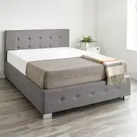 Single Ottoman Storage Bed with End Lift - Grey, Linen