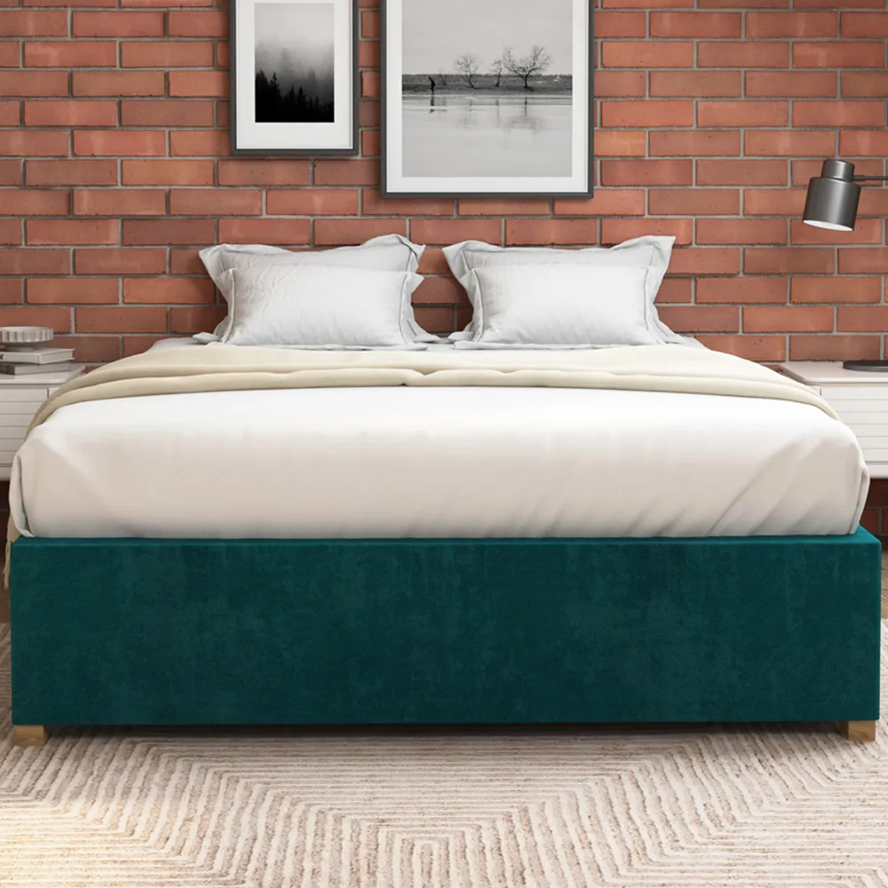 Single Plush Platform Ottoman Bed with Storage - Green
