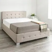 Small Double Ottoman Storage Bed with End Lift - Cream, Linen