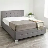 Small Double Ottoman Storage Bed with End Lift - Grey, Linen
