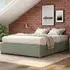 Small Double Plush Platform Ottoman Bed with Storage - Green