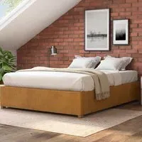 Small Double Plush Platform Ottoman Bed with Storage - Orange