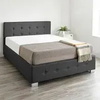 Super King Ottoman Storage Bed with End Lift - Black, Linen