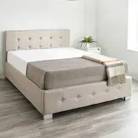 Super King Ottoman Storage Bed with End Lift - Cream, Linen
