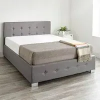 Super King Ottoman Storage Bed with End Lift - Grey, Linen