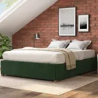 Super King Plush Platform Ottoman Bed with Storage - Green