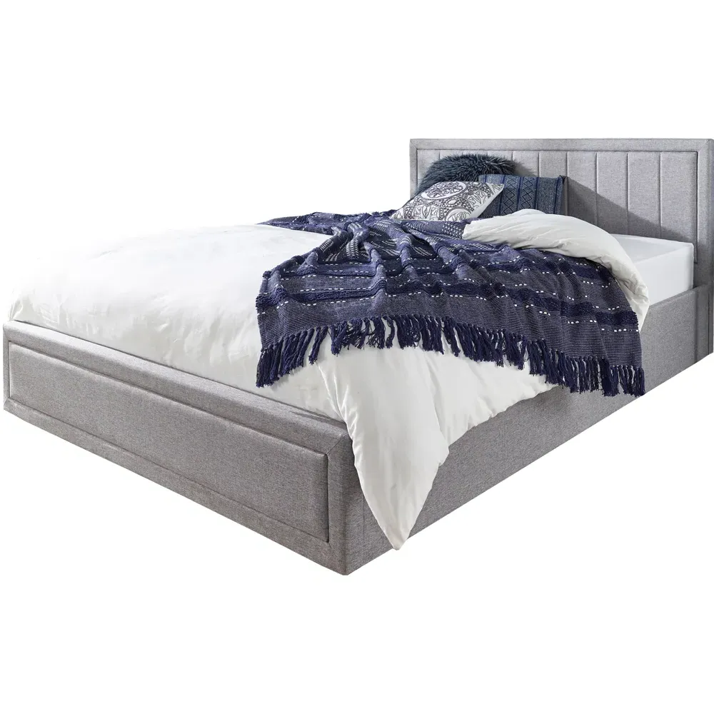 Castleton Double Ottoman Bed with Storage - Grey, Linen