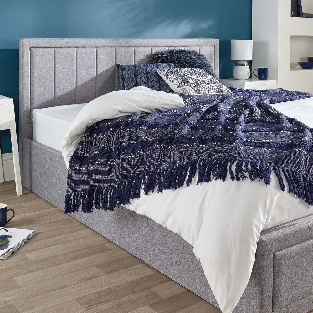 Castleton Double Ottoman Bed with Storage - Grey, Linen