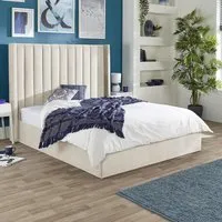 Helix Double Ottoman Bed with Storage - Natural, Velvet