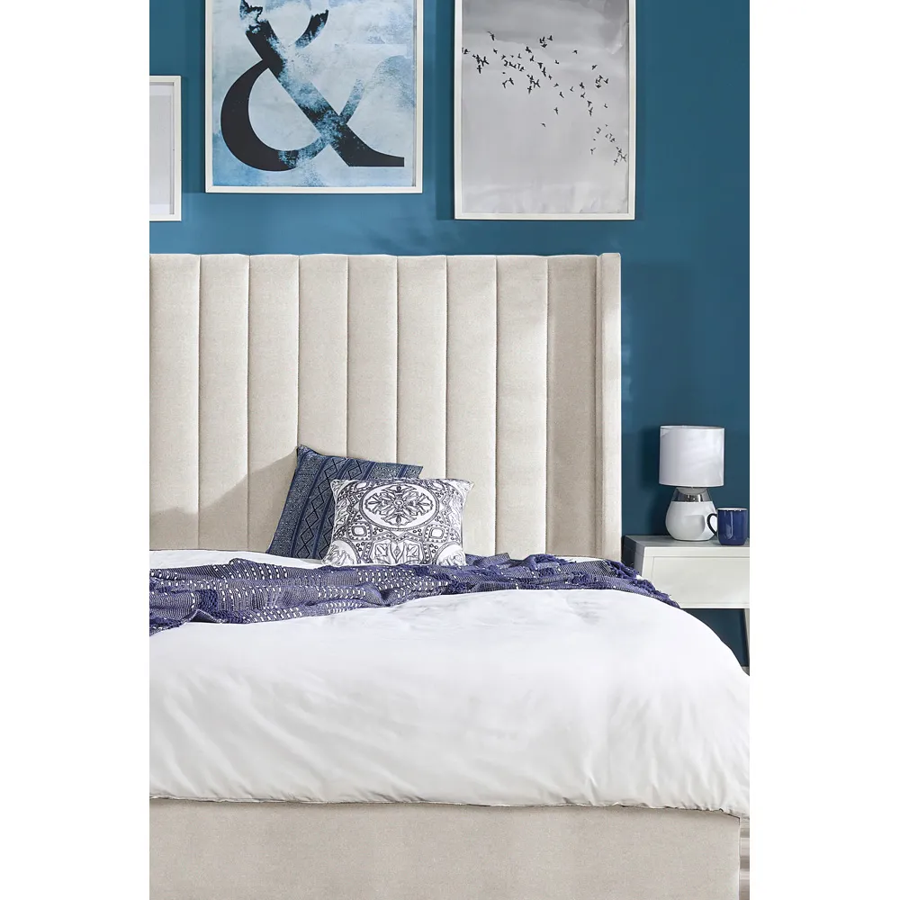 Helix King Size Ottoman Bed with Storage - Natural, Velvet