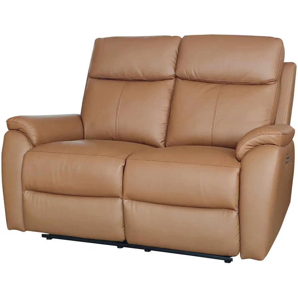 Kingsmere 2-Seater Power Recliner Sofa with USB - Tan, Leather