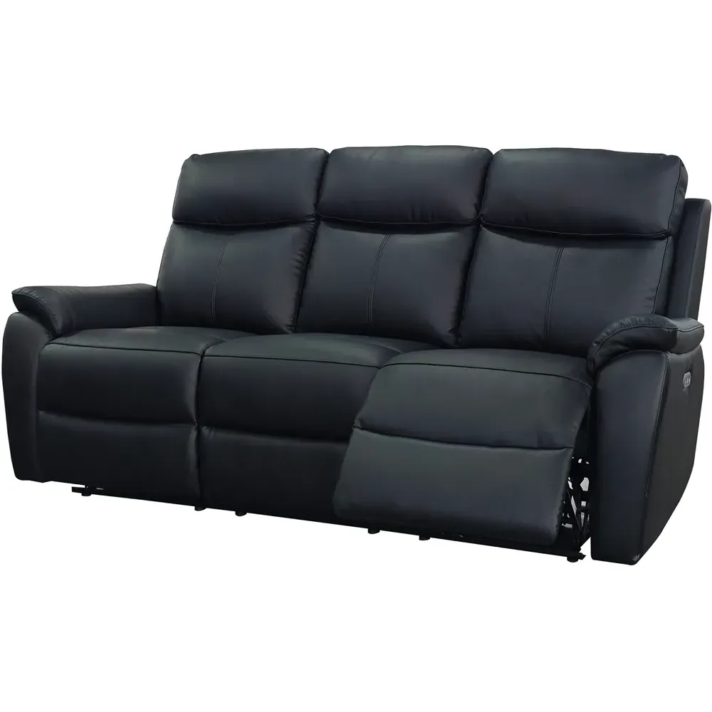 Kingsmere 3-Seater Power Recliner Sofa - Black, Leather