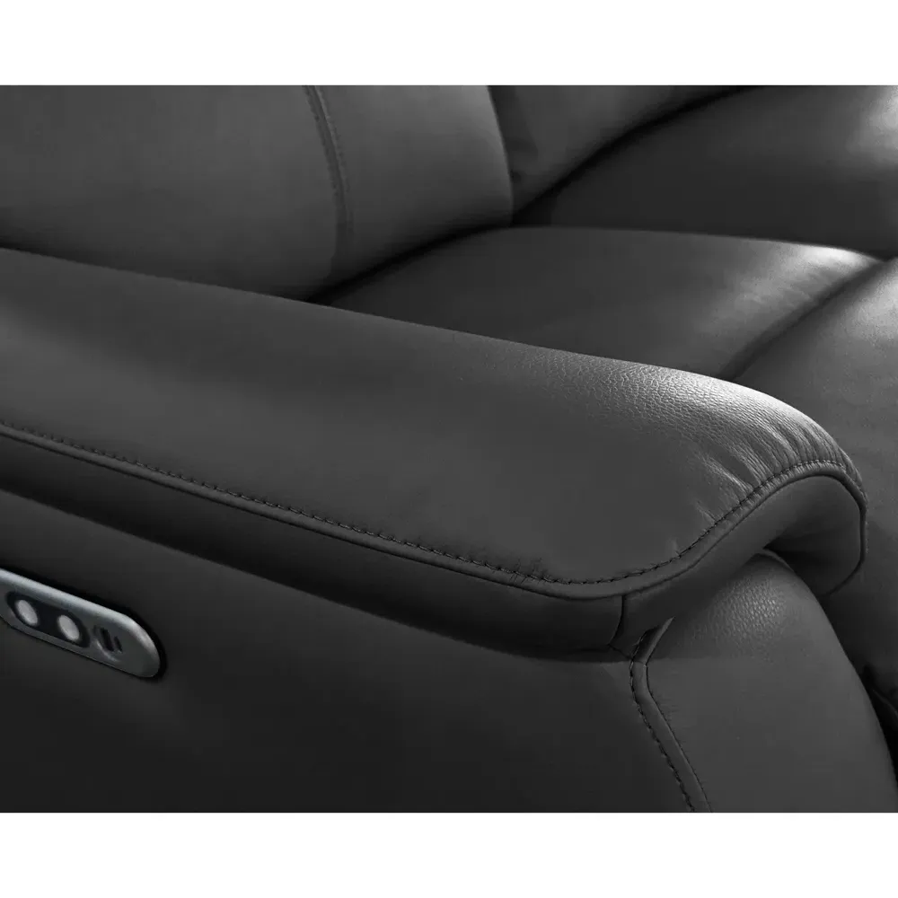 Kingsmere 3-Seater Power Recliner Sofa - Black, Leather