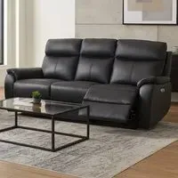 Kingsmere 3-Seater Power Recliner Sofa - Black, Leather