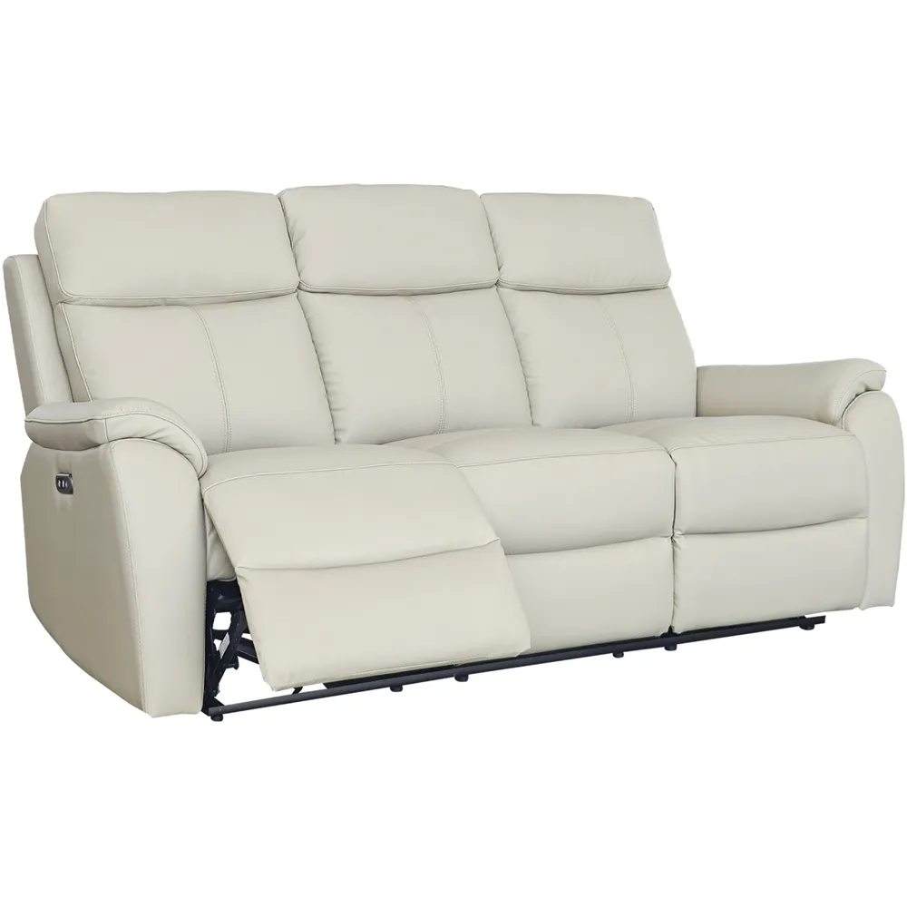 Kingsmere 3-Seater Power Recliner Sofa with USB - Grey, Leather