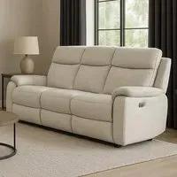 Kingsmere 3-Seater Power Recliner Sofa with USB - Grey, Leather