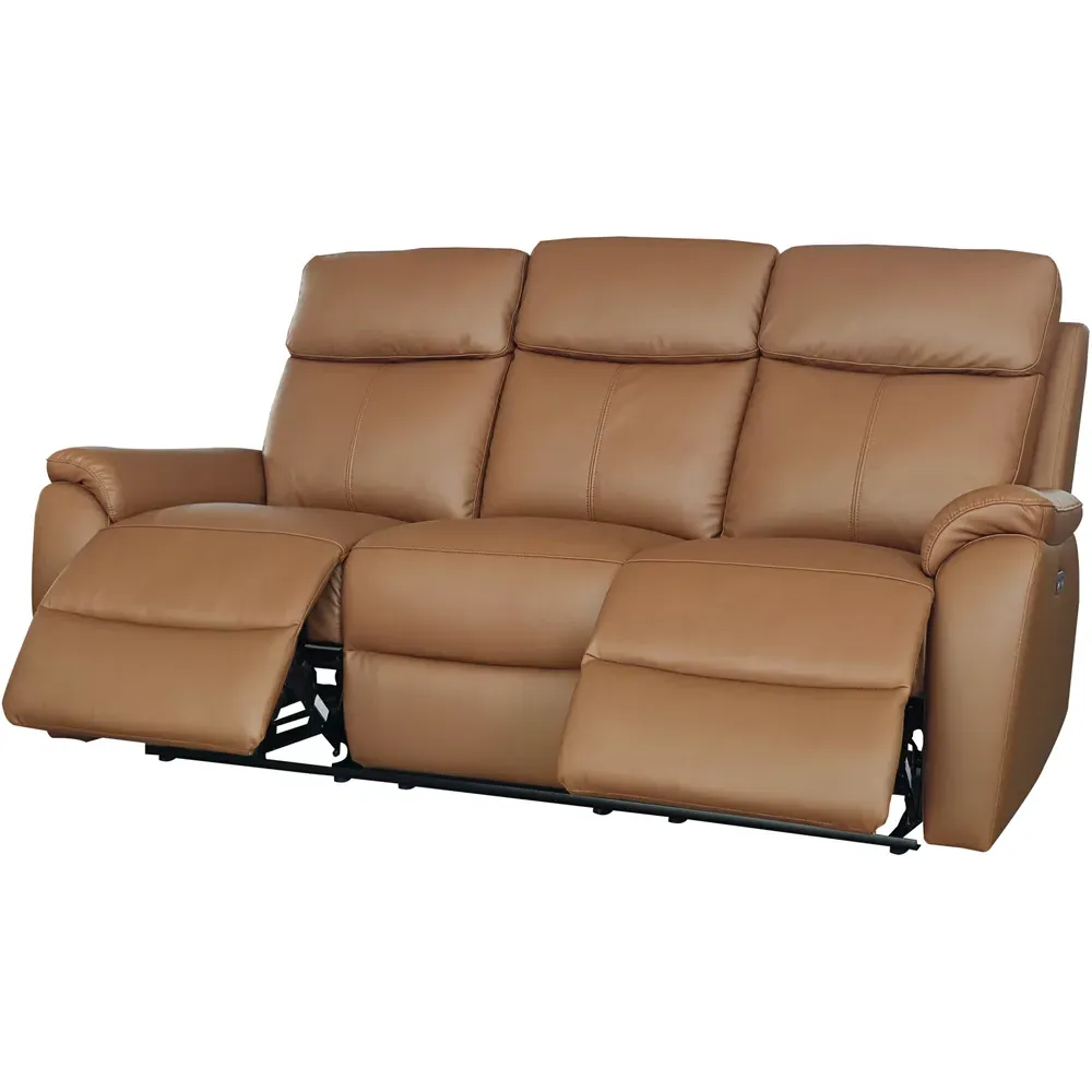 Kingsmere 3-Seater Power Recliner Sofa with USB - Tan, Leather