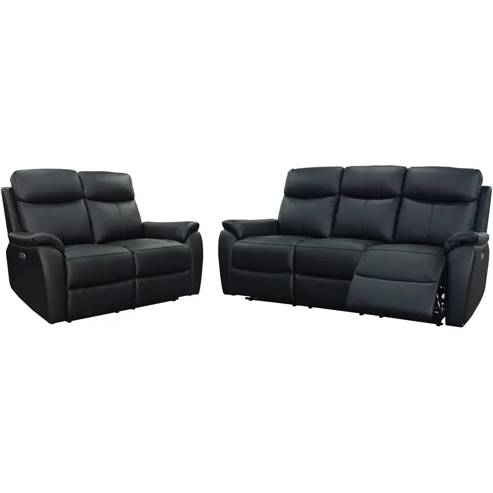 Kingsmere 5-Seater Power Recliner Sofa Set - Black, Leather
