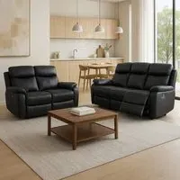 Kingsmere 5-Seater Power Recliner Sofa Set - Black, Leather