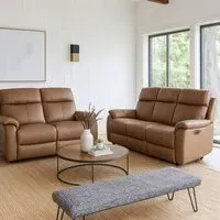 Kingsmere 5-Seater Power Recliner Sofa Set with USB - Tan